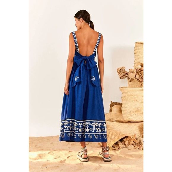 Anthropologie Farm Rio Square-Neck Embroidered Maxi Dress $295 - Picture 8 of 12